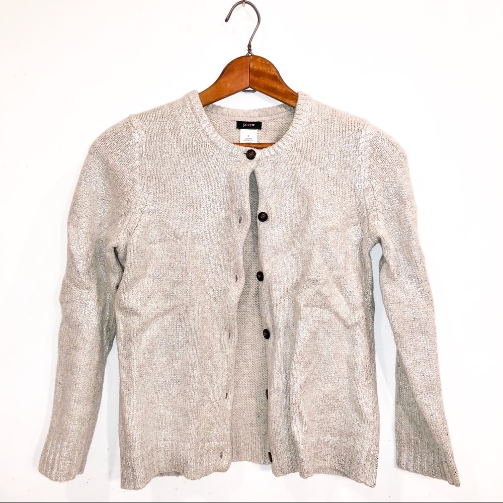 J. Crew Silver Sparkle Haley Foil Cardigan